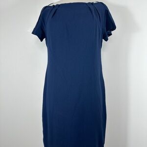 Red Valentino Dress Women's 6 Navy Blue Lined Short Sleeve Made in Italy